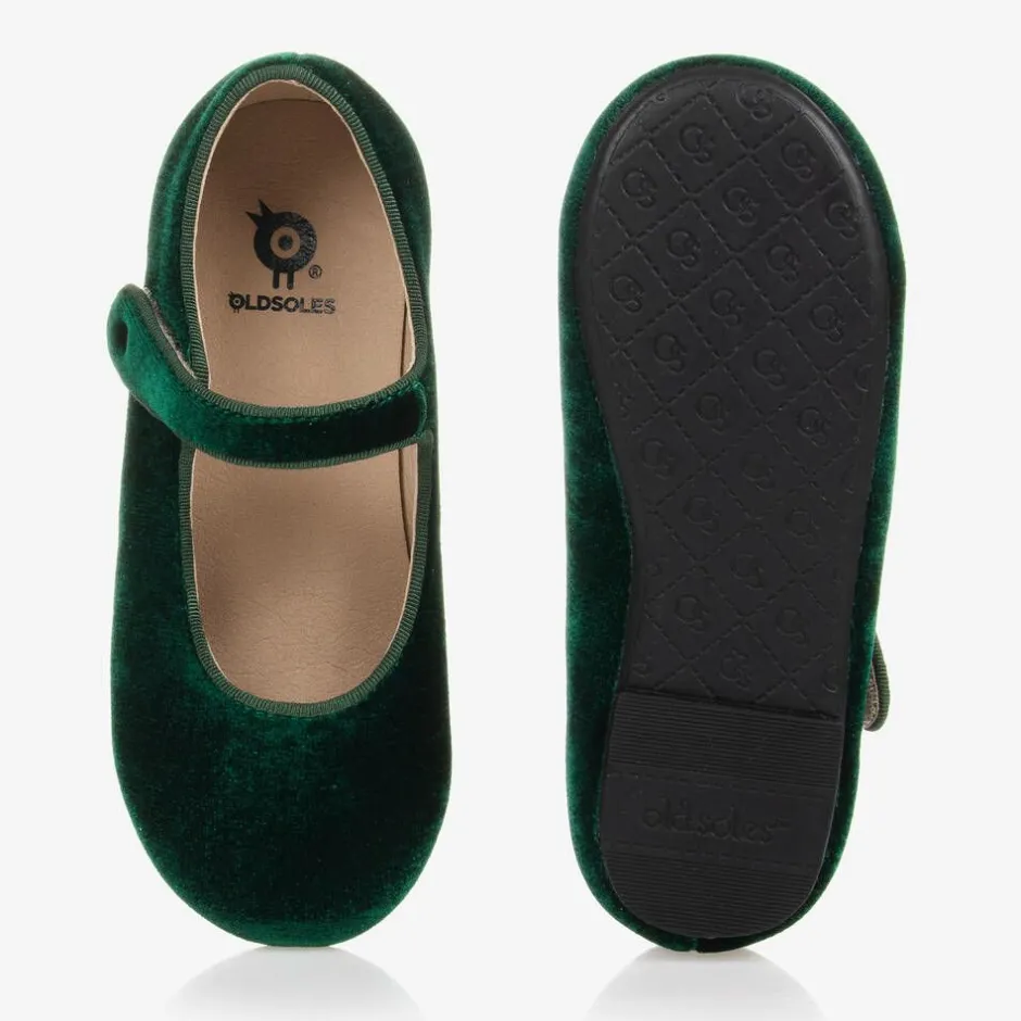 Old Soles Girls Green Velvet Shoes