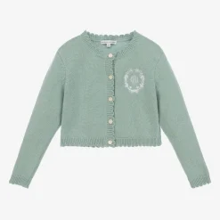 Beatrice amp; George Girls Green Wool & Cashmere Monogram Cardigan Best