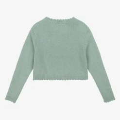 Beatrice amp; George Girls Green Wool & Cashmere Monogram Cardigan Best