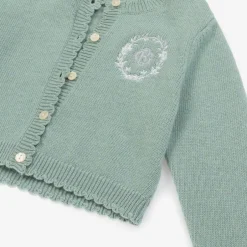 Beatrice amp; George Girls Green Wool & Cashmere Monogram Cardigan Best