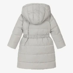 Caramelo Kids Girls Grey Bow Puffer Coat New