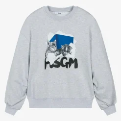 MSGM Girls Grey Cotton Kitten Sweatshirt Best