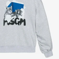 MSGM Girls Grey Cotton Kitten Sweatshirt Best