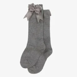Carlomagno Girls Grey Cotton Knee Length Socks Online