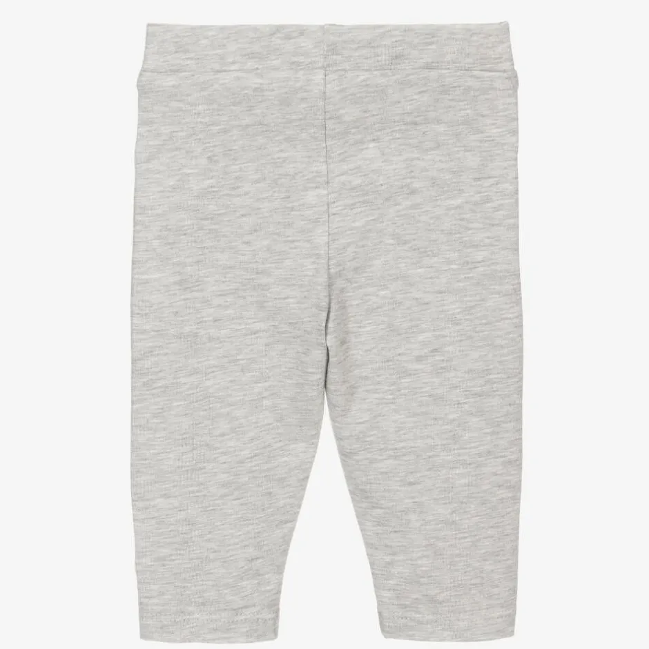 Moncler Enfant Girls Grey Cotton Logo Leggings New