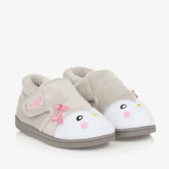Chipmunks Girls Grey Fleece Penguin Slippers Clearance
