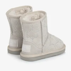Lelli Kelly Girls Grey Heart & Diamanté Suede Boots Hot