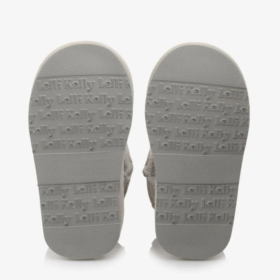 Lelli Kelly Girls Grey Heart & Diamanté Suede Boots Hot
