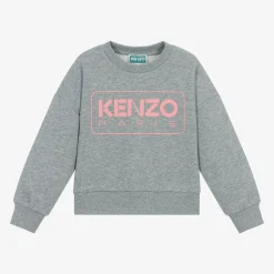 KENZO KIDS Girls Grey Marl Cotton Sweatshirt Online
