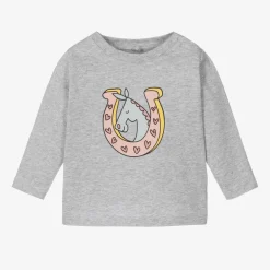 Stella McCartney Kids Girls Grey Marl Organic Cotton Horse Top Sale