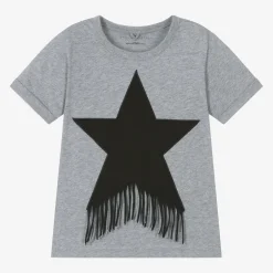 Stella McCartney Kids Girls Grey Organic Cotton Star T-Shirt New