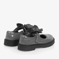 Caramelo Kids Girls Grey Patent Bow Shoes Sale