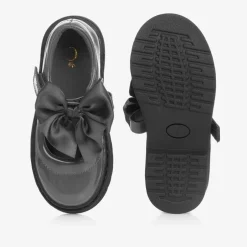 Caramelo Kids Girls Grey Patent Bow Shoes Sale