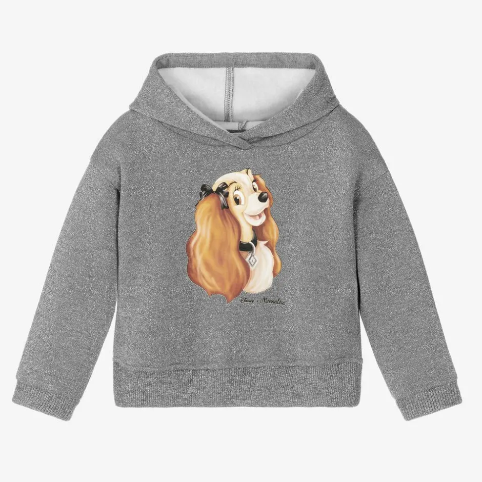 Monnalisa Girls Grey Sparkly Disney Hoodie Best