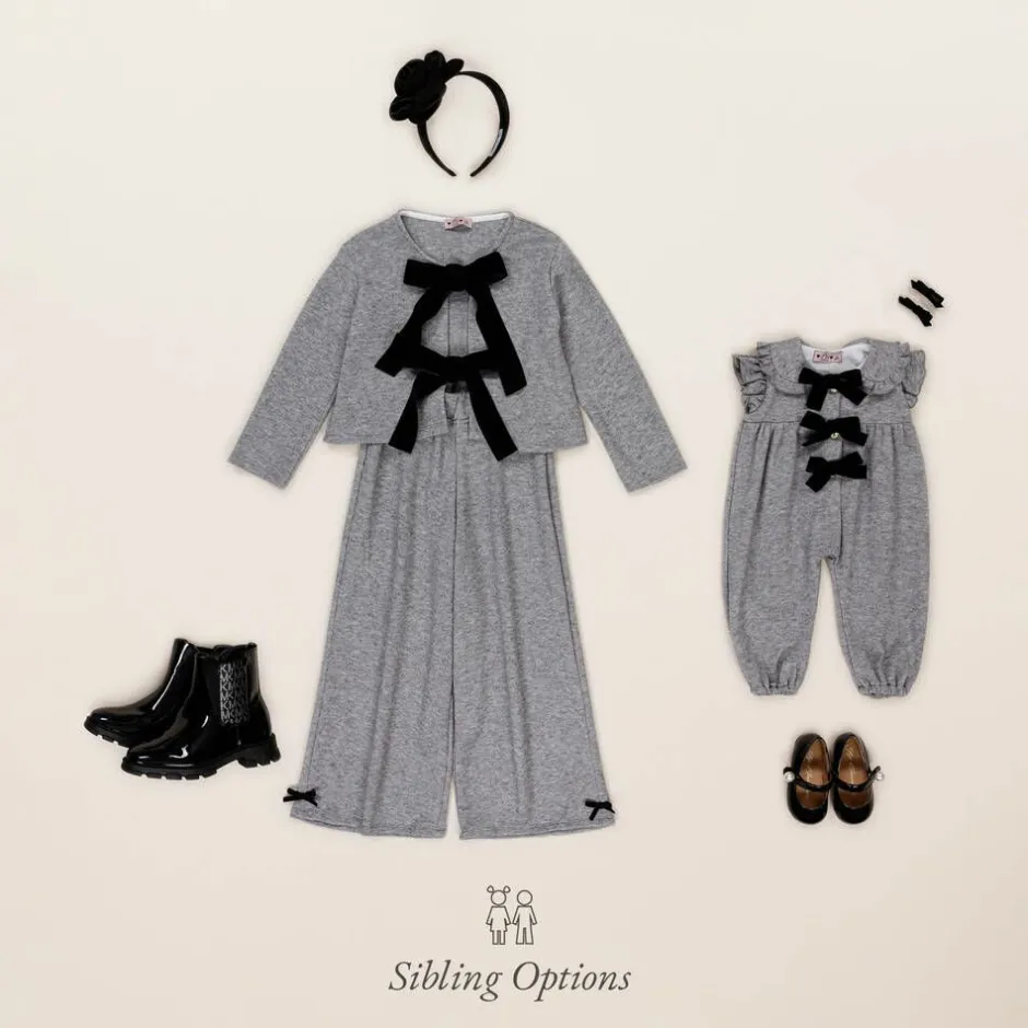 Phi Clothing Girls Grey Viscose Knit Bow Jumpsuit Sale