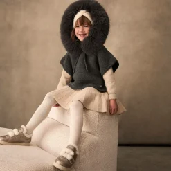 Paz Rodríguez Girls Grey Wool Knit Poncho Best