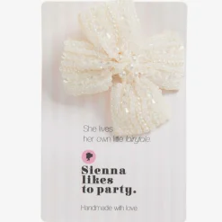 Sienna Likes To Party Girls Handmade Ivory Bead Hairclip (6.5cm) Discount