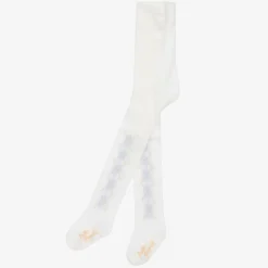 Pretty Originals Girls Ivory & Blue Knitted Cotton Tights Discount