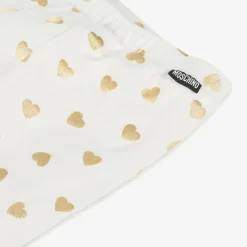 Moschino Baby Girls Ivory & Gold Heart Cotton Leggings Outlet