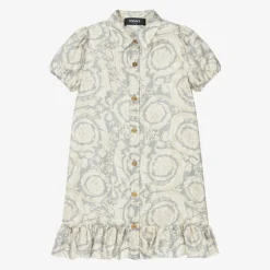 Versace Girls Ivory & Grey Silk Barocco Dress Best