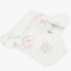 Beau KiD Girls Ivory & Pink Cotton Babysuit Set