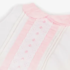 Beau KiD Girls Ivory & Pink Cotton Babysuit Set Hot