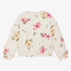 Mayoral Girls Ivory & Pink Floral Cotton Sweatshirt New