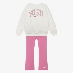 Nike Girls Ivory & Pink Leggings Set Discount