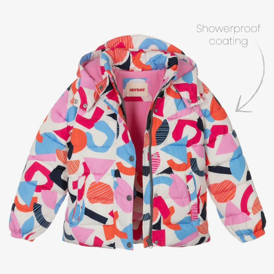 Joyday Girls Ivory & Pink Showerproof Puffer Coat Clearance