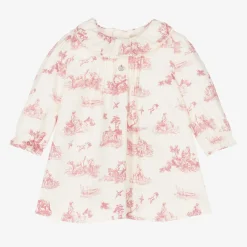 Pureté Du... Bébé Girls Ivory & Pink Toile de Jouy Dress