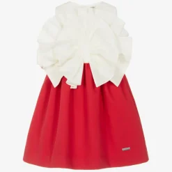 Jessie and James London Girls Ivory & Red Cotton Dress