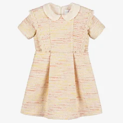 EIRENE Girls Ivory & Yellow Tweed Dress
