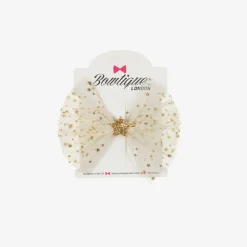 Bowtique London Girls Ivory & Gold Hair Clip (10cm) Outlet