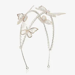 Junona Girls Ivory Bead & Lace Butterfly Hairband Outlet