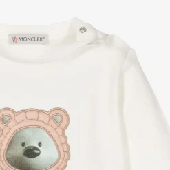 Moncler Enfant Girls Ivory Bear Cotton Top Outlet