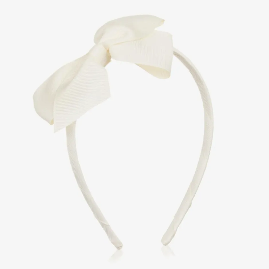 Peach Ribbons Girls Ivory Bow Hairband Best