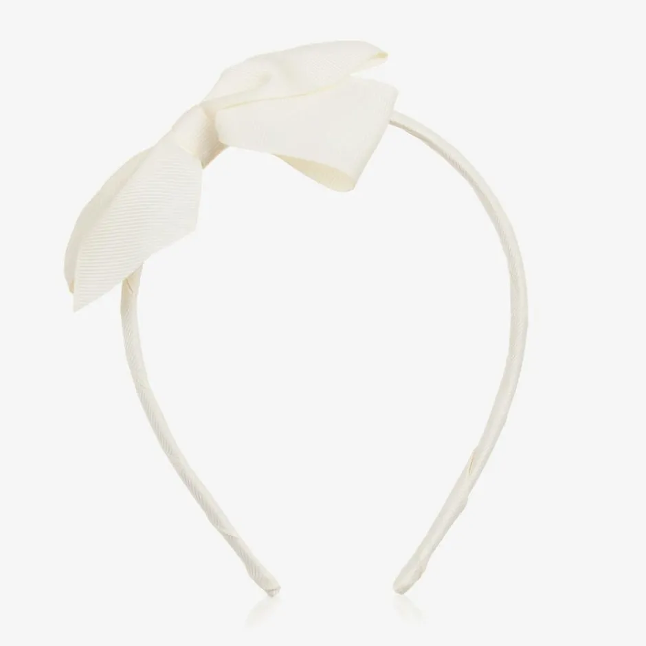 Peach Ribbons Girls Ivory Bow Hairband Best