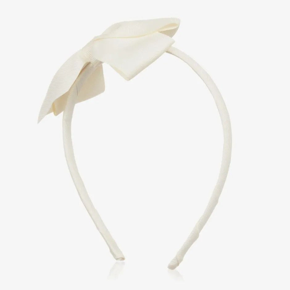Peach Ribbons Girls Ivory Bow Hairband Best
