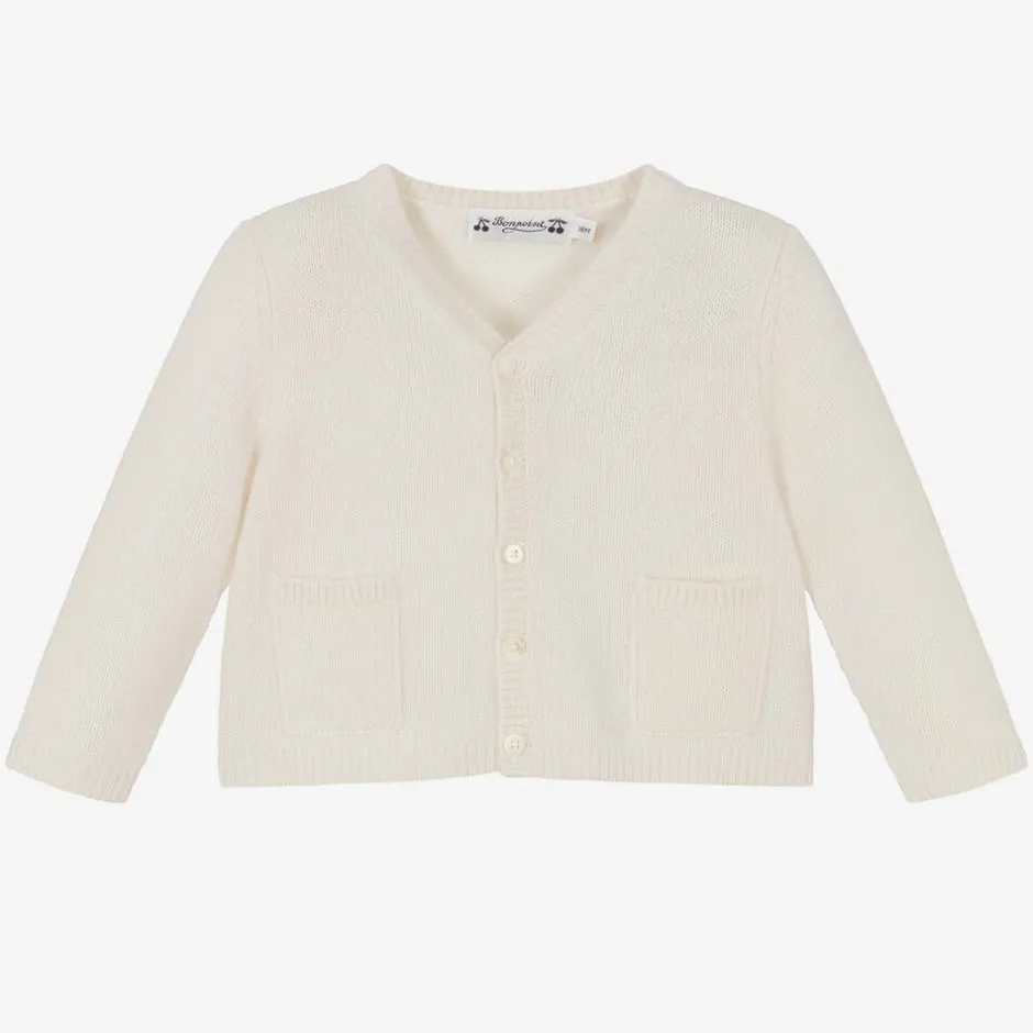 Bonpoint Girls Ivory Cashmere Cardigan