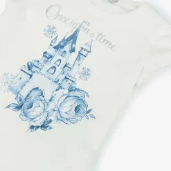 Monnalisa Girls Ivory Castle Print Cotton T-Shirt Clearance