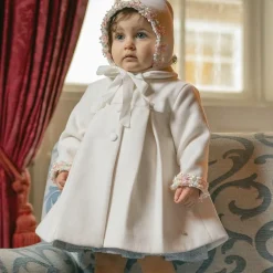 Piccola Speranza Girls Ivory Coat & Bonnet Set Clearance