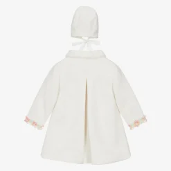 Piccola Speranza Girls Ivory Coat & Bonnet Set Clearance