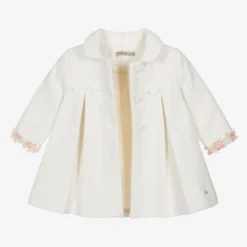 Piccola Speranza Girls Ivory Coat & Bonnet Set Clearance