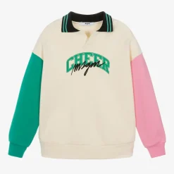 MSGM Girls Ivory Colourblock Cotton Sweatshirt Outlet