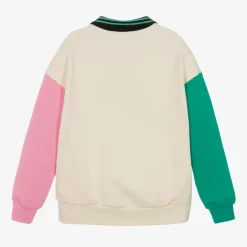 MSGM Girls Ivory Colourblock Cotton Sweatshirt Outlet