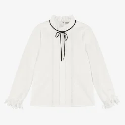 Piccola Speranza Girls Ivory Cotton & Lace Blouse Online