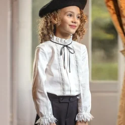 Piccola Speranza Girls Ivory Cotton & Lace Blouse Online
