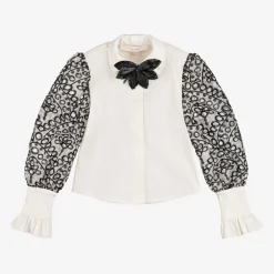 Junona Girls Ivory Cotton & Organza Blouse Best