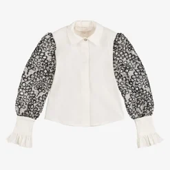 Junona Girls Ivory Cotton & Organza Blouse Best
