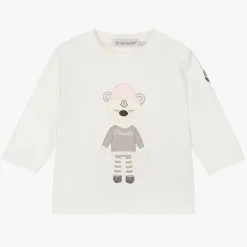 Moncler Enfant Girls Ivory Cotton Bear Top Best